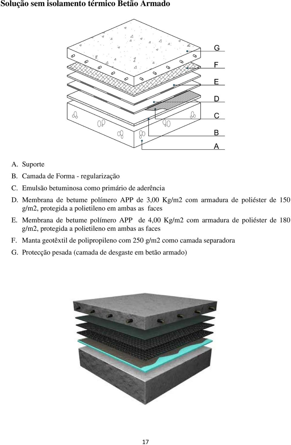 Membrana de betume polímero APP de 3,00 Kg/m2 com armadura de poliéster de 150 g/m2, protegida a polietileno em ambas as faces E.