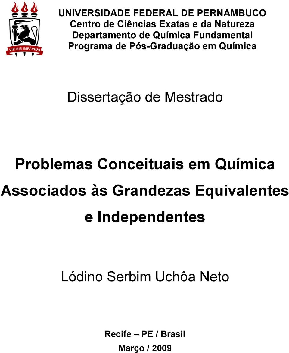 Química Dissertação e Mestrao Problemas Coceituais em Química