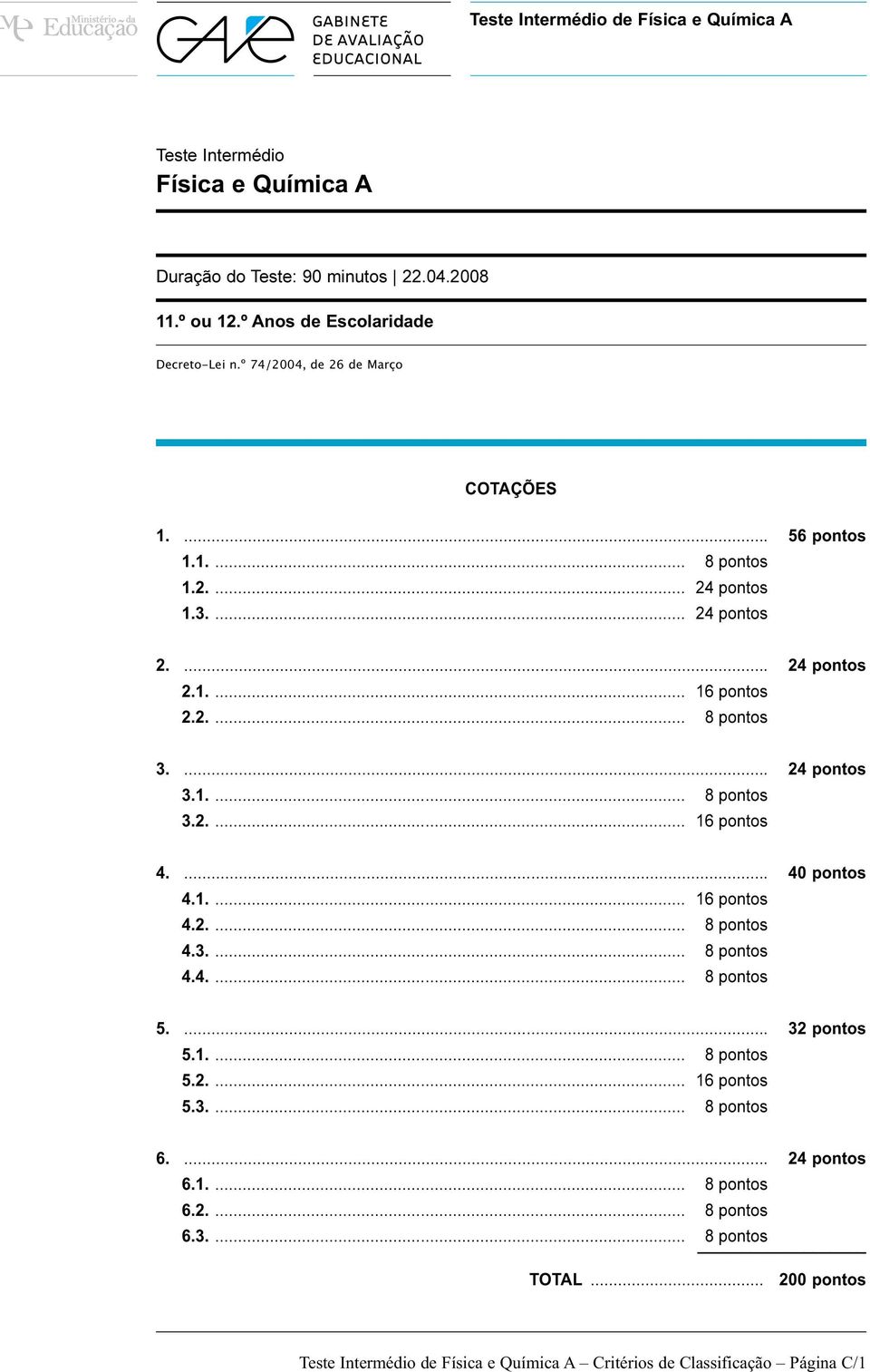 1.... 8 pontos 3.2.... 16 pontos 4.... 40 pontos 4.1.... 16 pontos 4.2.... 8 pontos 4.3.... 8 pontos 4.4.... 8 pontos 5.... 32 pontos 5.1.... 8 pontos 5.2.... 16 pontos 5.