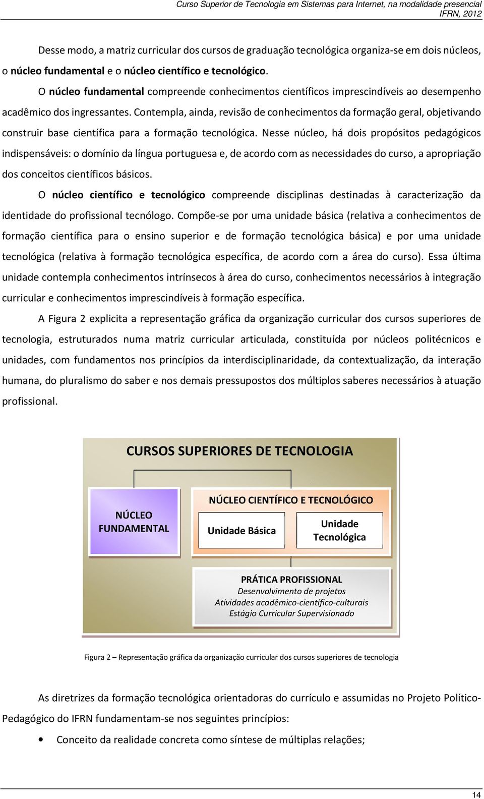 Contempla, ainda, revisão de conhecimentos da formação geral, objetivando construir base científica para a formação tecnológica.