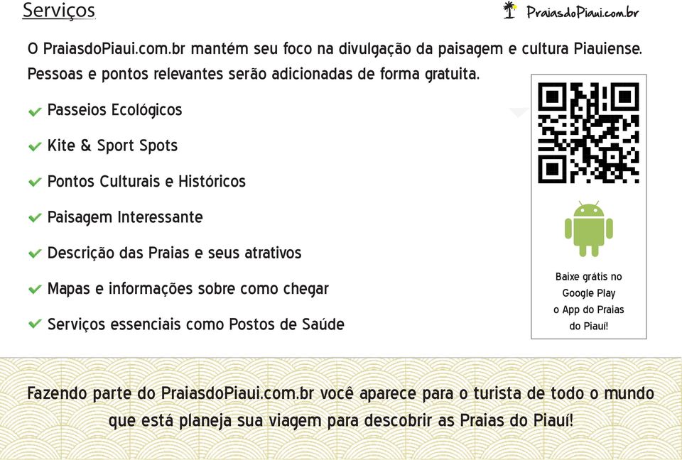 Passeios Ecológicos Kite & Sport Spots Pontos Culturais e Históricos Paisagem Interessante Descrição das Praias e seus atrativos Mapas e