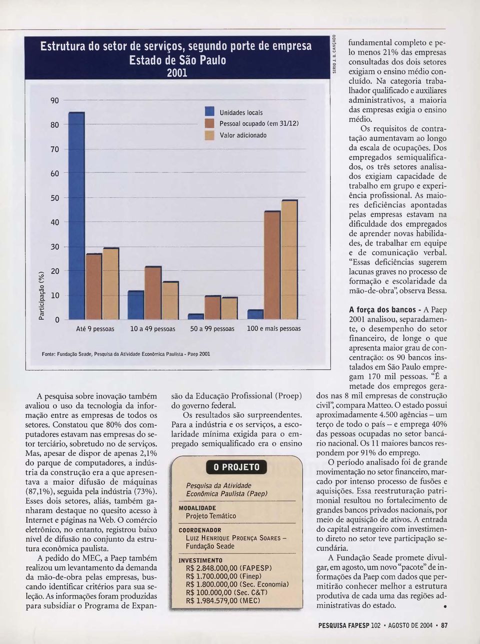 as empresas de todos os setores. Constatou que 80% dos computadores estavam nas empresas do setor terciário, sobretudo no de serviços.