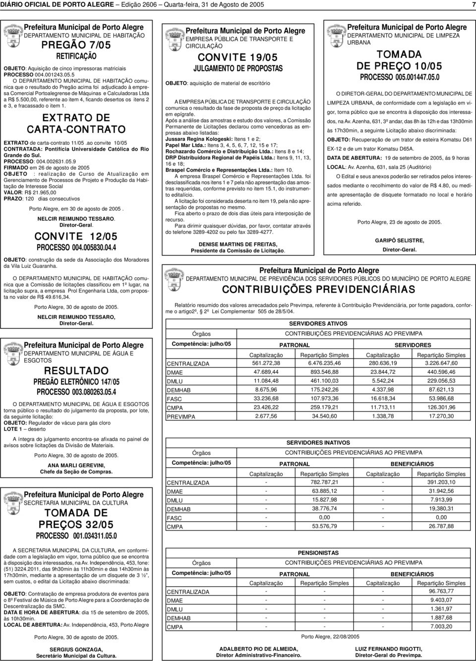 500,00, referente o item 4, ficndo desertos os itens 2 e 3, e frcssdo o item 1. EXTRATO DE CARTA-CONTRA A-CONTRATO EXTRATO de crt-contrto 11/05.