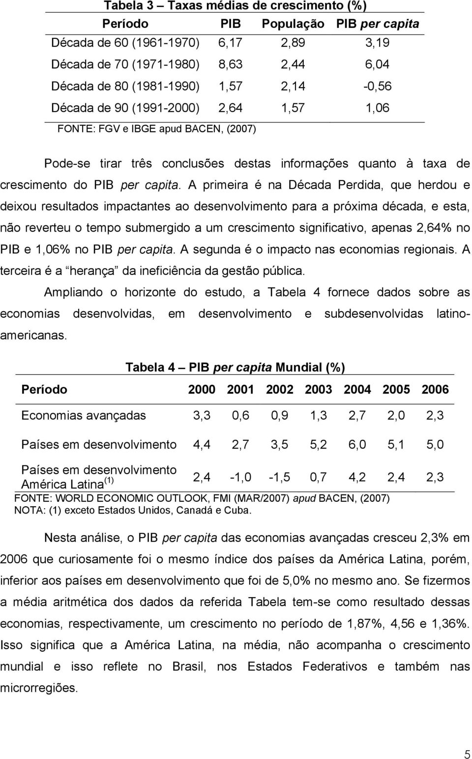 A primeira é na Década Perdida, que herdou e deixou resultados impactantes ao desenvolvimento para a próxima década, e esta, não reverteu o tempo submergido a um crescimento significativo, apenas