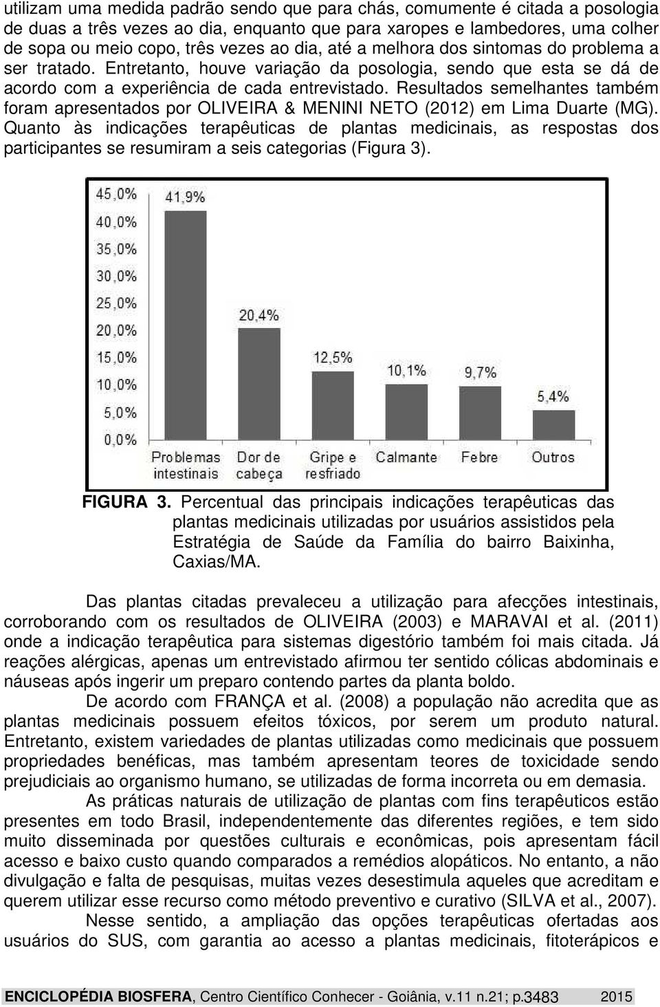 Resultados semelhantes também foram apresentados por OLIVEIRA & MENINI NETO (2012) em Lima Duarte (MG).