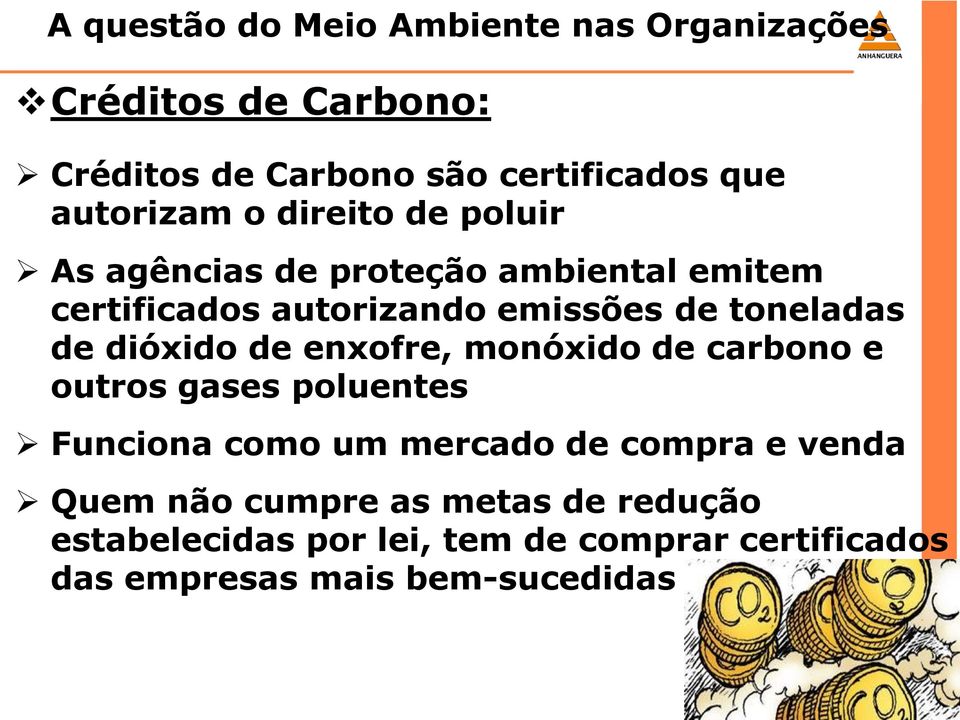 monóxido de carbono e outros gases poluentes Funciona como um mercado de compra e venda Quem não cumpre