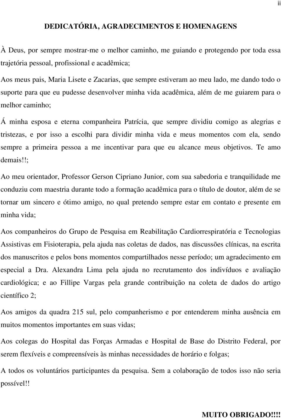 companheira Patrícia, que sempre dividiu comigo as alegrias e tristezas, e por isso a escolhi para dividir minha vida e meus momentos com ela, sendo sempre a primeira pessoa a me incentivar para que