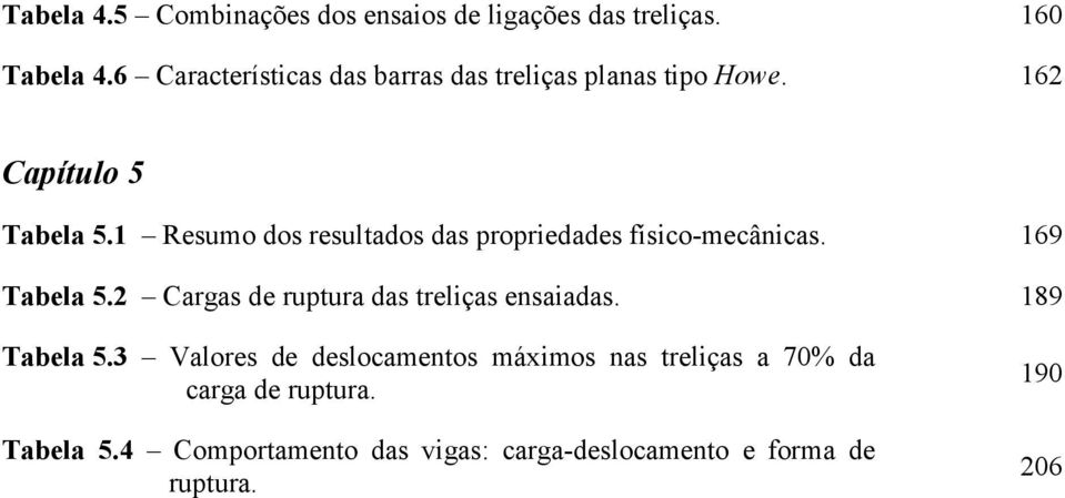 1 Resumo dos resultados das propriedades físico-mecânicas. 169 Tabela 5.