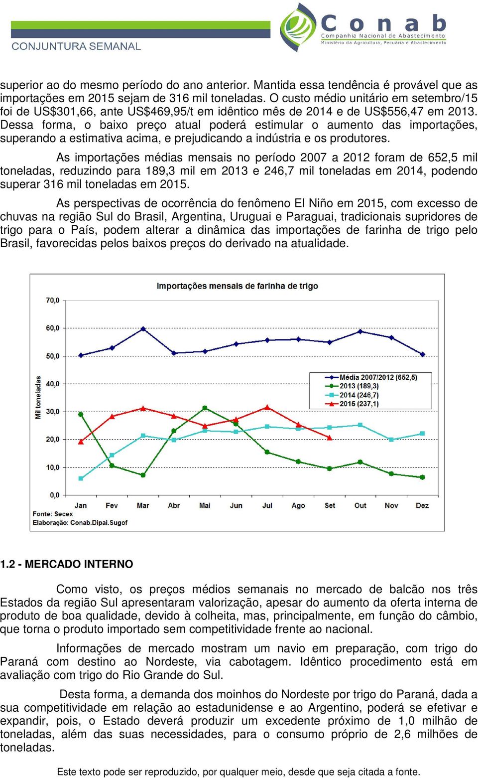 Dessa forma, o baixo preço atual poderá estimular o aumento das importações, superando a estimativa acima, e prejudicando a indústria e os produtores.