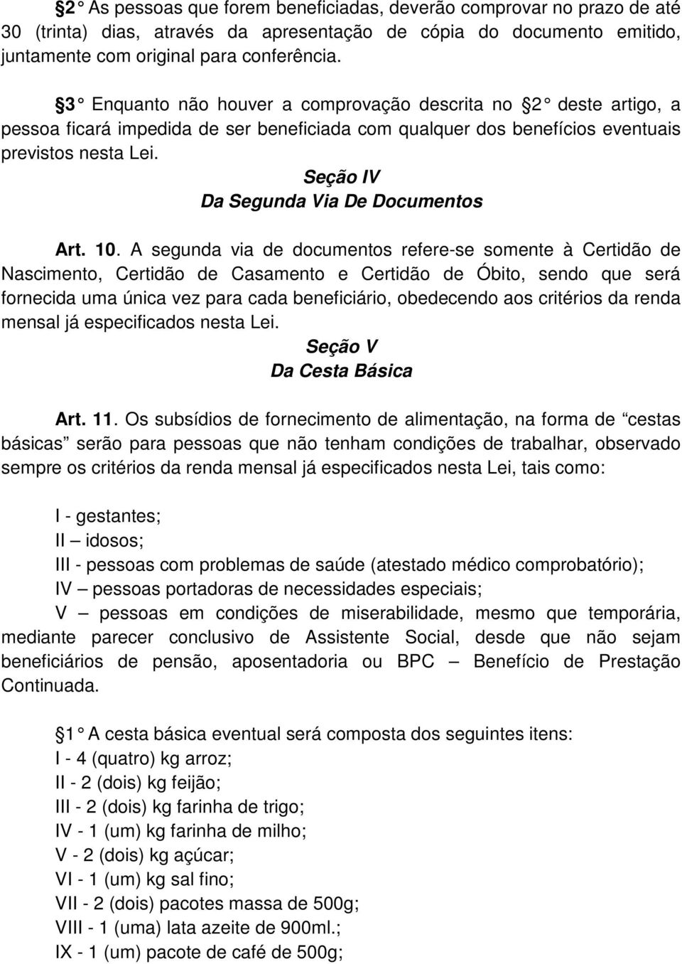 Seção IV Da Segunda Via De Documentos Art. 10.