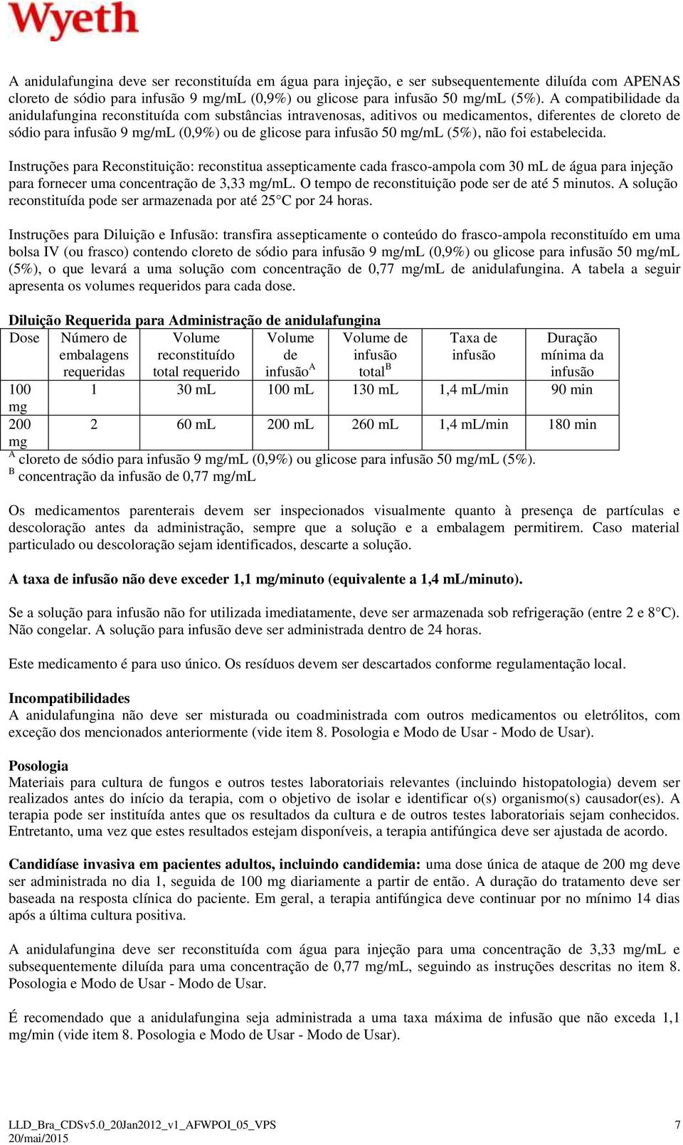 mg/ml (5%), não foi estabelecida. Instruções para Reconstituição: reconstitua assepticamente cada frasco-ampola com 30 ml de água para injeção para fornecer uma concentração de 3,33 mg/ml.