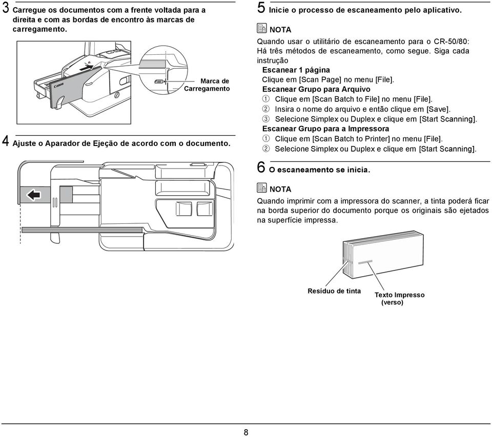 Siga cada instrução Escanear 1 página Clique em [Scan Page] no menu [File]. Escanear Grupo para Arquivo a Clique em [Scan Batch to File] no menu [File].