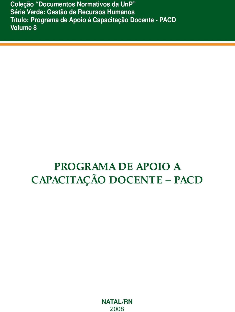 Apoio à Capacitação Docente - PACD Volume 8