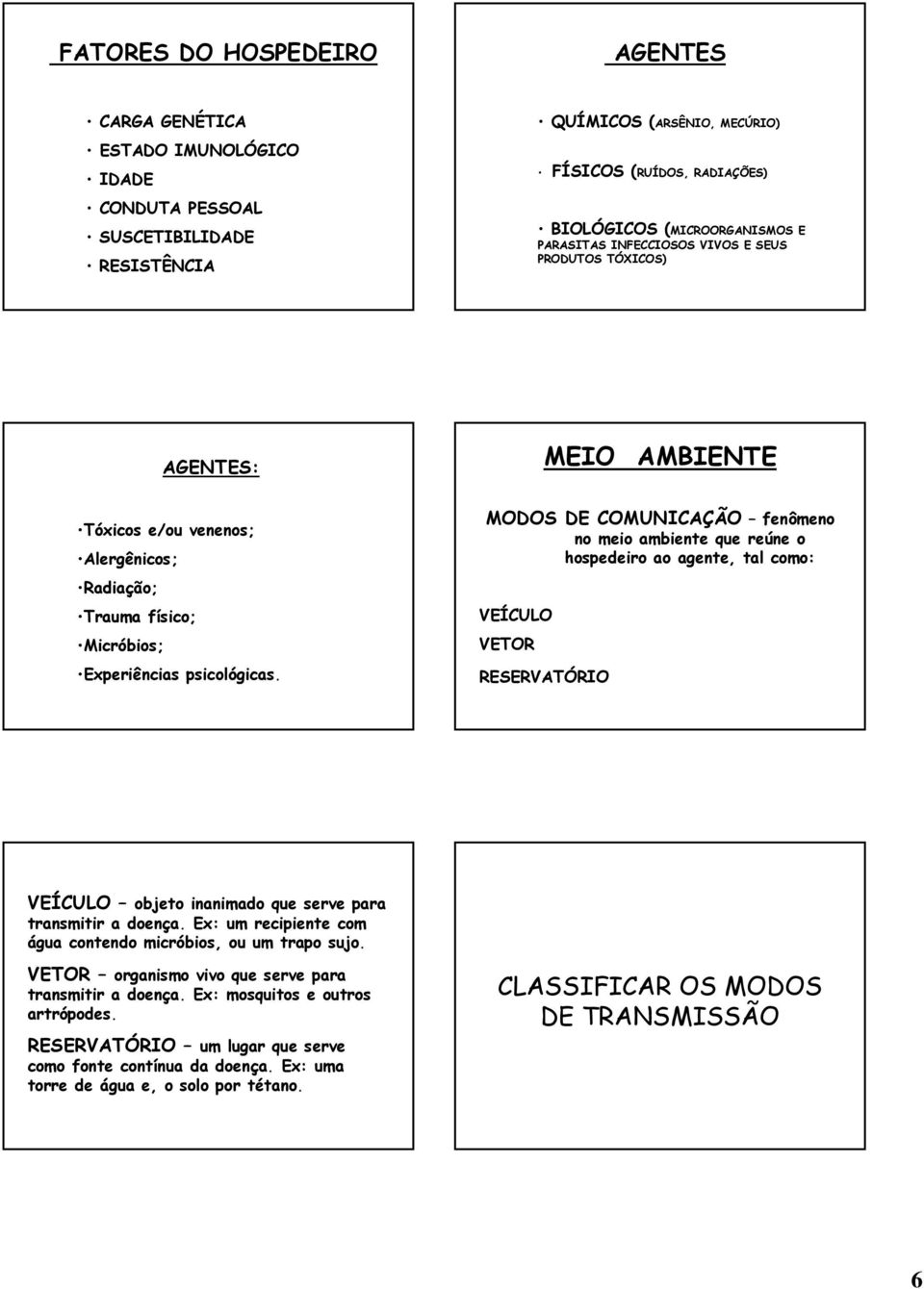 MODOS DE COMUNICAÇÃO fenômeno no meio ambiente que reúne o hospedeiro ao agente, tal como: VEÍCULO VETOR RESERVATÓRIO VEÍCULO objeto inanimado que serve para transmitir a doença.