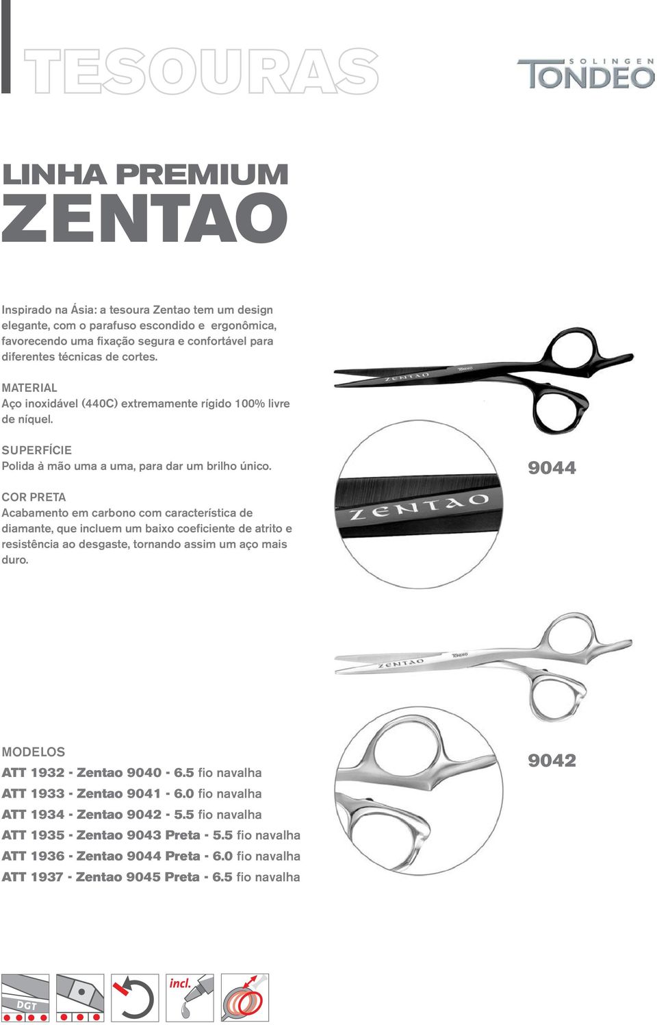 9044 COR Preta Acabamento em carbono com característica de diamante, que incluem um baixo coeficiente de atrito e resistência ao desgaste, tornando assim um aço mais duro.