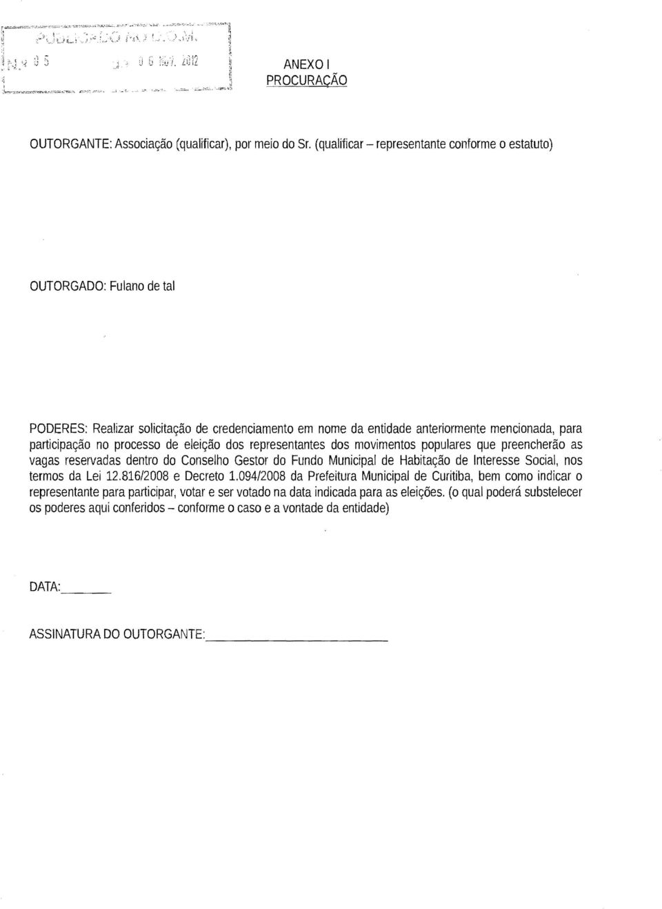 processo de eleigao dos representantes dos movimentos populares que preencherao as vagas reservadas dentro do Conselho Gestor do Fundo Municipal de HabitaGao de Interesse Social, nos termos