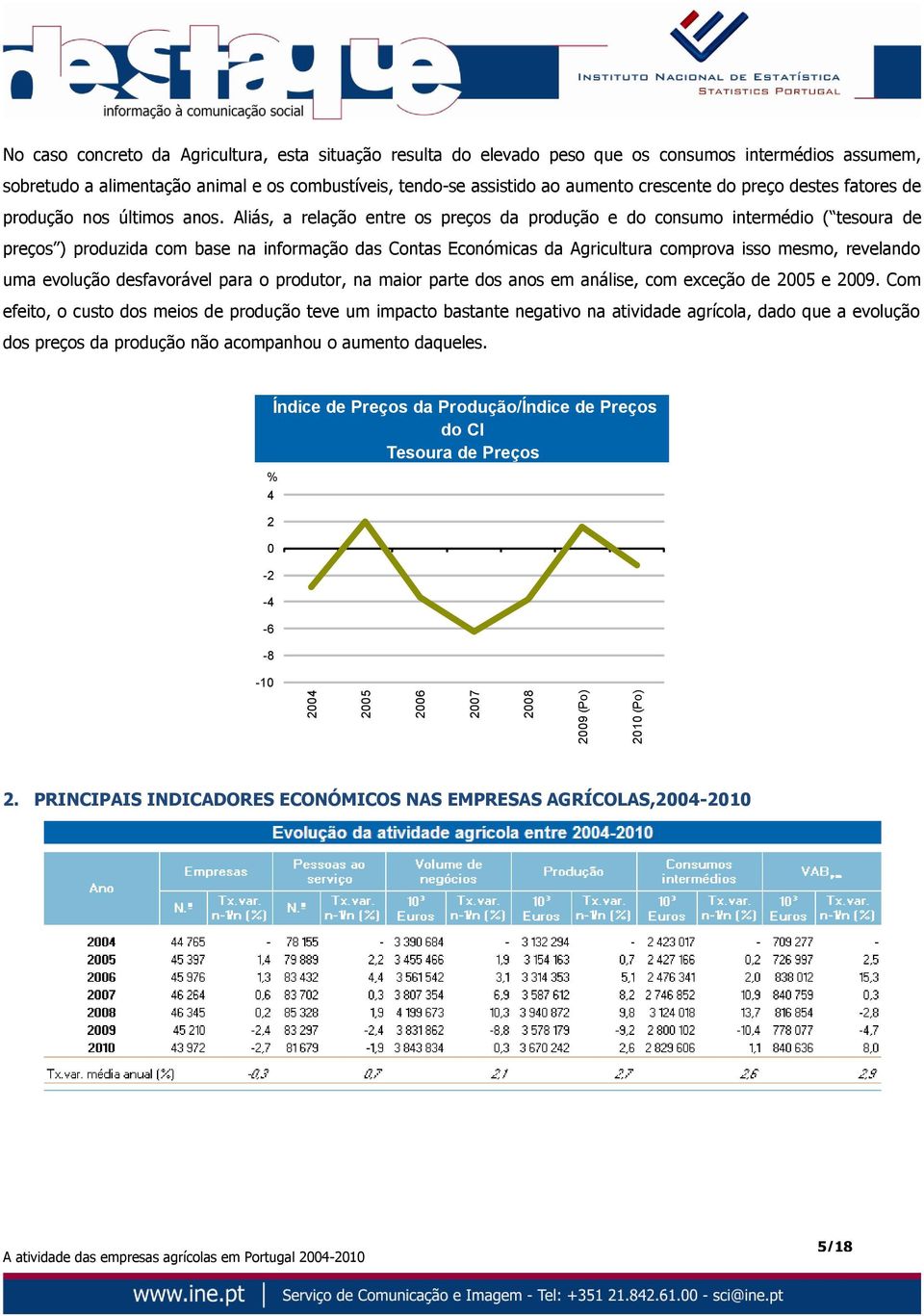 Aliás, a relação entre os preços da produção e do consumo intermédio ( tesoura de preços ) produzida com base na informação das Contas Económicas da Agricultura comprova isso mesmo, revelando uma