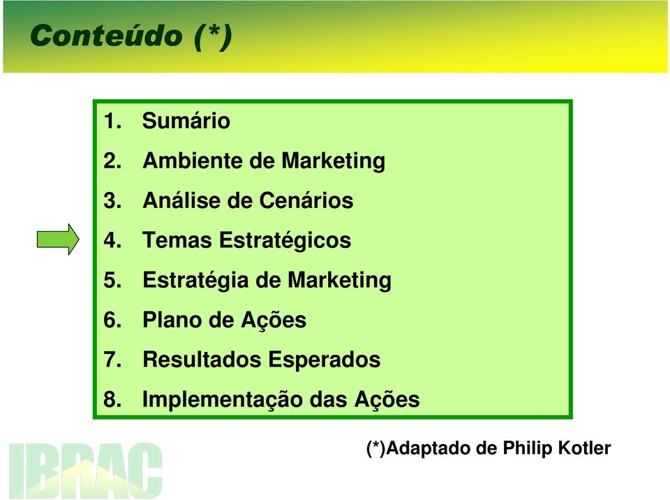 Estratégia de Marketing 6. Plano de Ações 7.