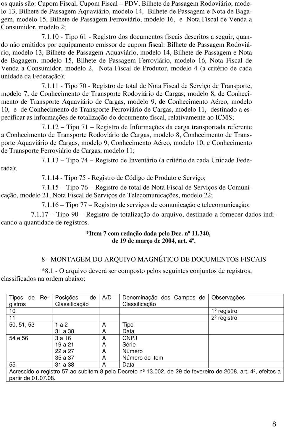 , e Nota Fiscal de Venda a Consumidor, modelo 2; 7.1.