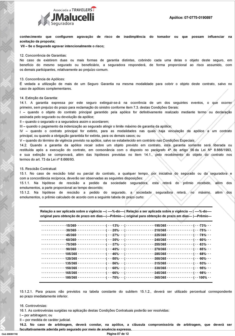 responderá, de forma proporcional ao risco assumido, com os demais participantes, relativamente ao prejuízo comum. 13.