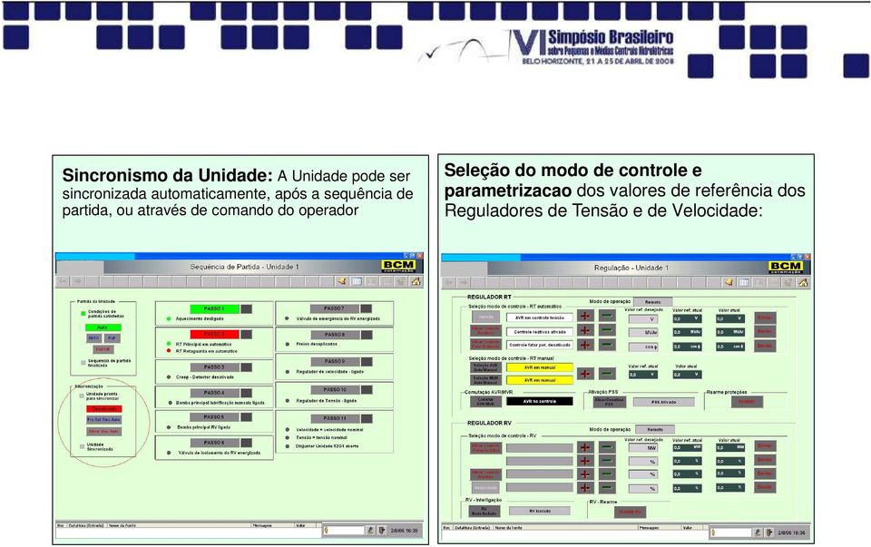 comando do operador Seleção do modo de controle e