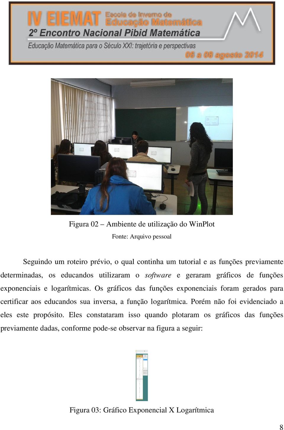 Os gráficos das funções exponenciais foram gerados para certificar aos educandos sua inversa, a função logarítmica.