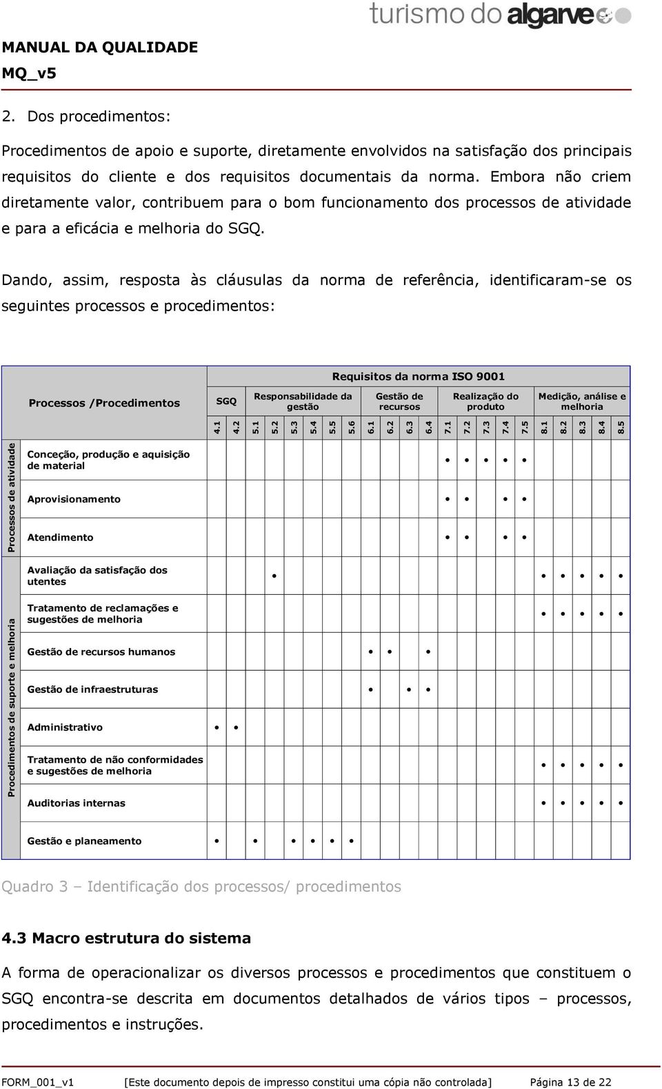 Dando, assim, resposta às cláusulas da norma de referência, identificaram-se os seguintes processos e procedimentos: Requisitos da norma ISO 9001 Processos /Procedimentos SGQ Responsabilidade da