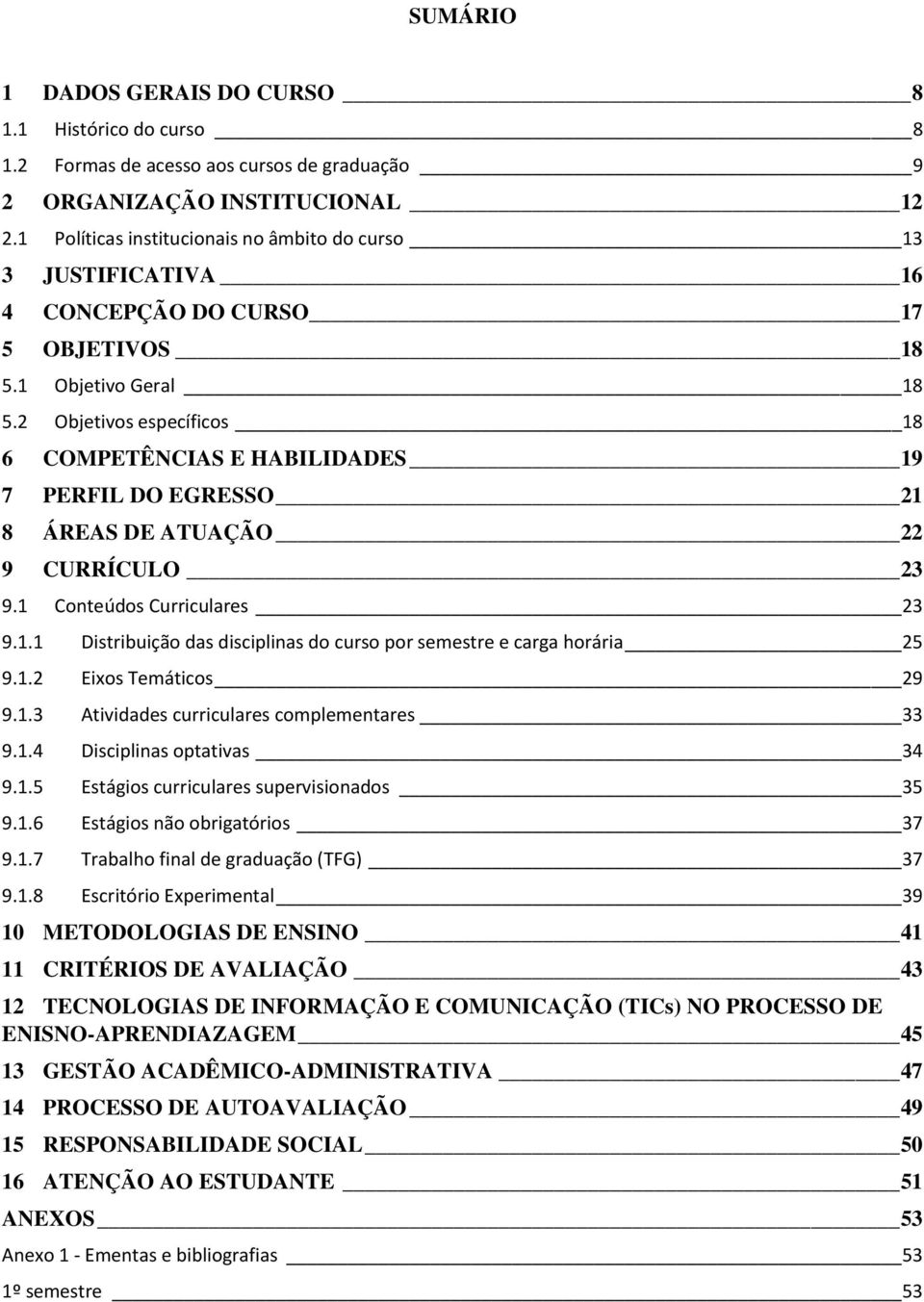 2 Objetivos específicos 18 6 COMPETÊNCIAS E HABILIDADES 19 7 PERFIL DO EGRESSO 21 8 ÁREAS DE ATUAÇÃO 22 9 CURRÍCULO 23 9.1 Conteúdos Curriculares 23 9.1.1 Distribuição das disciplinas do curso por semestre e carga horária 25 9.