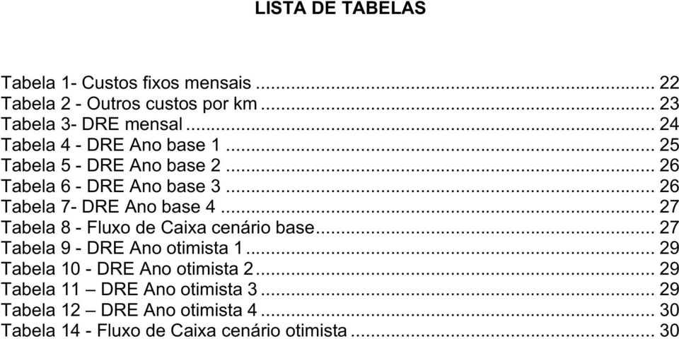 .. 26 Tabela 7- DRE Ano base 4... 27 Tabela 8 - Fluxo de Caixa cenário base... 27 Tabela 9 - DRE Ano otimista 1.