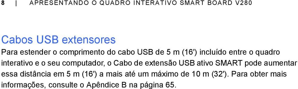 computador, o Cabo de extensão USB ativo SMART pode aumentar essa distância em 5 m (16')