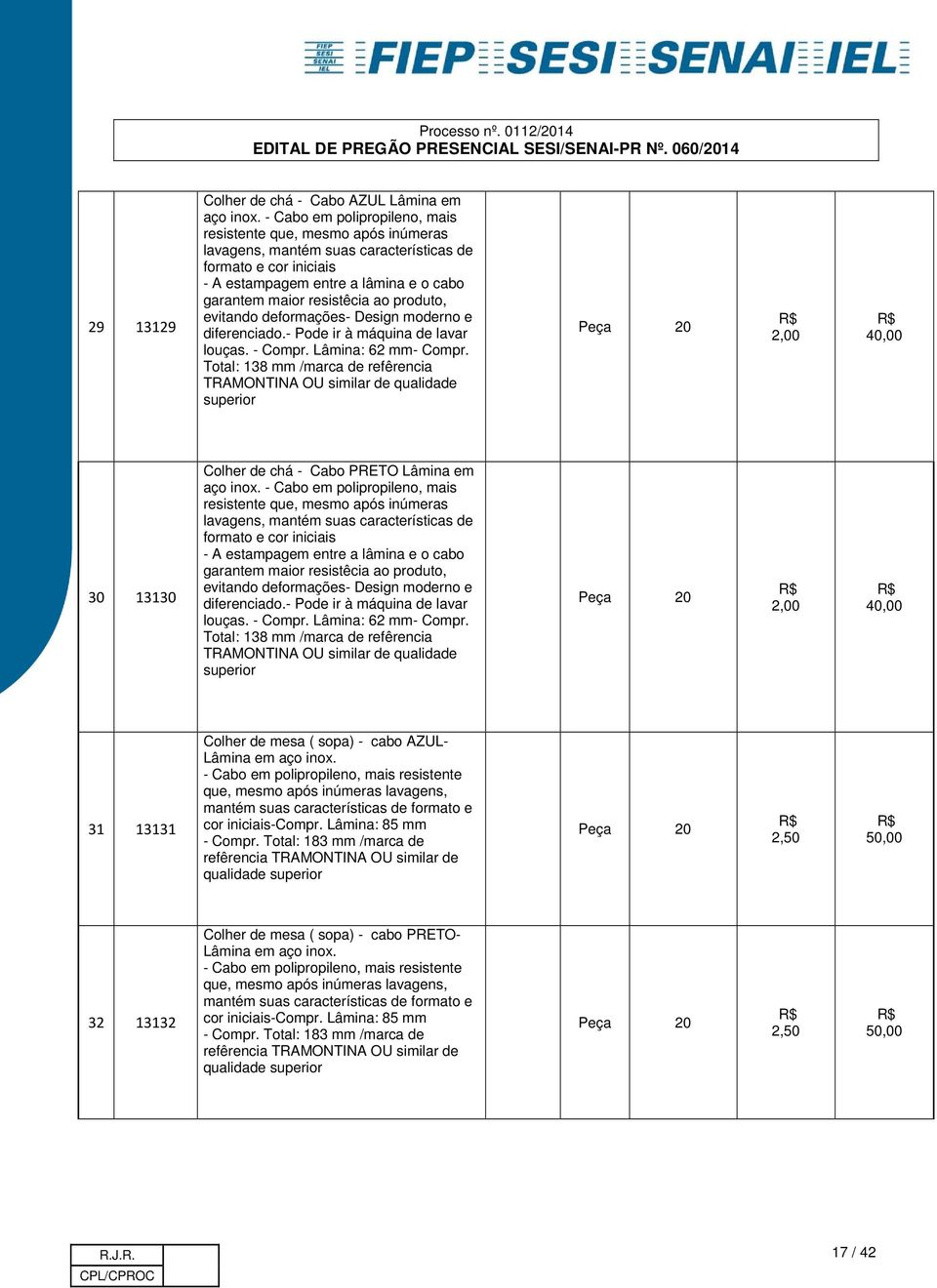 produto, evitando deformações- Design moderno e diferenciado.- Pode ir à máquina de lavar louças. - Compr. Lâmina: 62 mm- Compr.