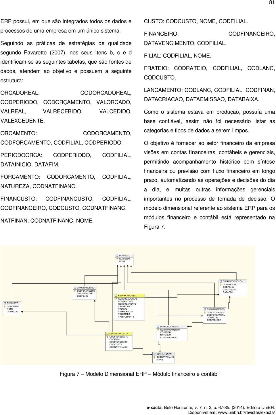 seguinte estrutura: ORCADOREAL: CODORCADOREAL, CODPERIODO, CODORÇAMENTO, VALORCADO, VALREAL, VALRECEBIDO, VALCEDIDO, VALEXCEDENTE. ORCAMENTO: CODORCAMENTO, CODFORCAMENTO, CODFILIAL, CODPERIODO.