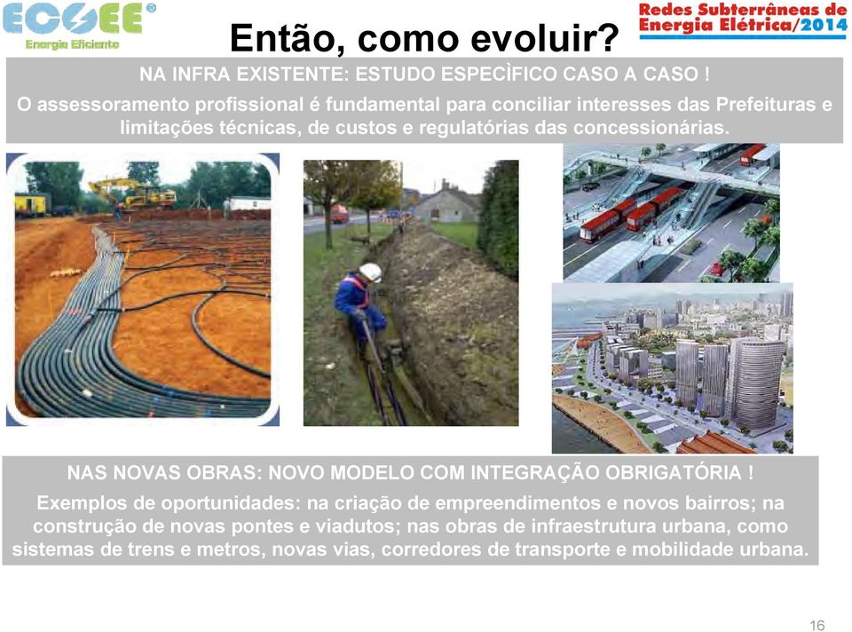 regulatórias das concessionárias. NAS NOVAS OBRAS: NOVO MODELO COM INTEGRAÇÃO OBRIGATÓRIA!