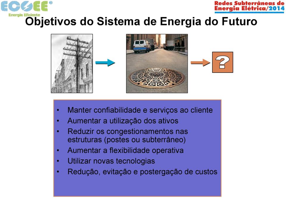 congestionamentos nas estruturas (postes ou subterrâneo) Aumentar a