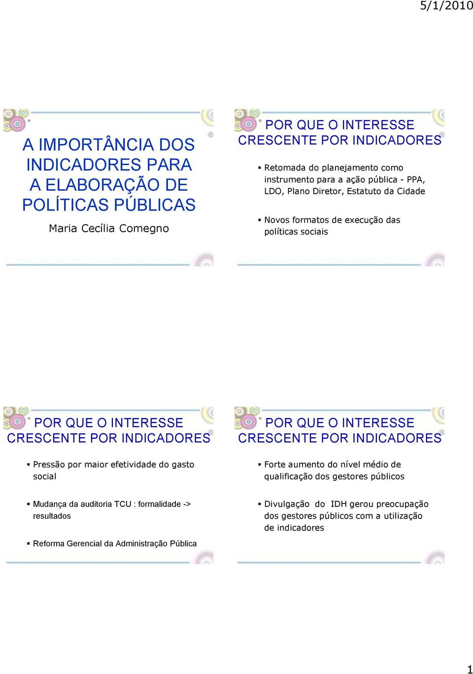 INDICADORES Pressão por maior efetividade do gasto social POR QUE O INTERESSE CRESCENTE POR INDICADORES Forte aumento do nível médio de qualificação dos gestores públicos