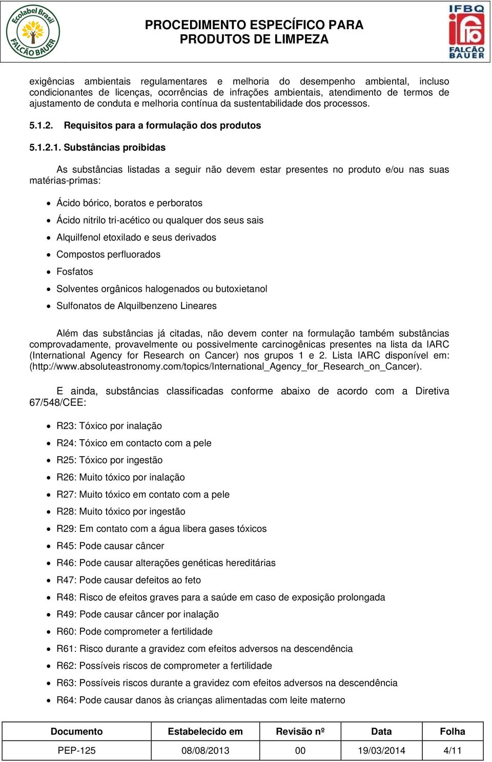 2. Requisitos para a formulação dos produtos 5.1.