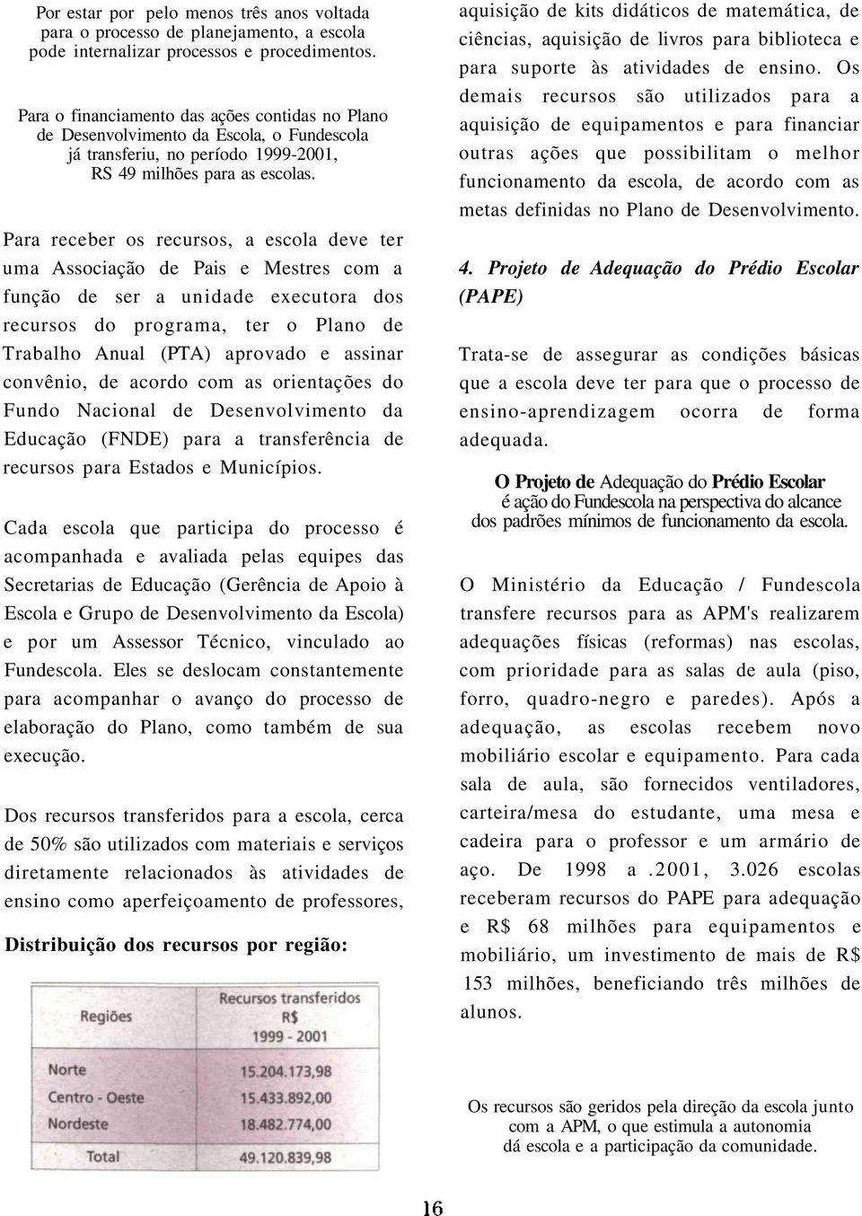 Para receber os recursos, a escola deve ter uma Associação de Pais e Mestres com a função de ser a unidade executora dos recursos do programa, ter o Plano de Trabalho Anual (PTA) aprovado e assinar