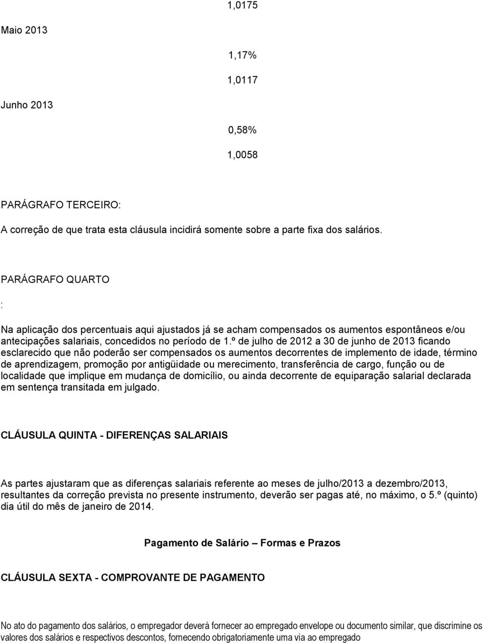 º de julho de 2012 a 30 de junho de 2013 ficando esclarecido que não poderão ser compensados os aumentos decorrentes de implemento de idade, término de aprendizagem, promoção por antigüidade ou