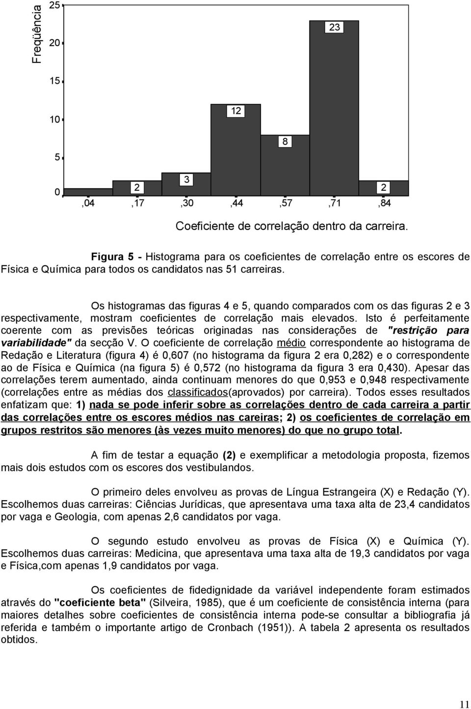 Os histogramas das figuras 4 e 5, quando comparados com os das figuras e respectivamente, mostram coeficientes de correlação mais elevados.