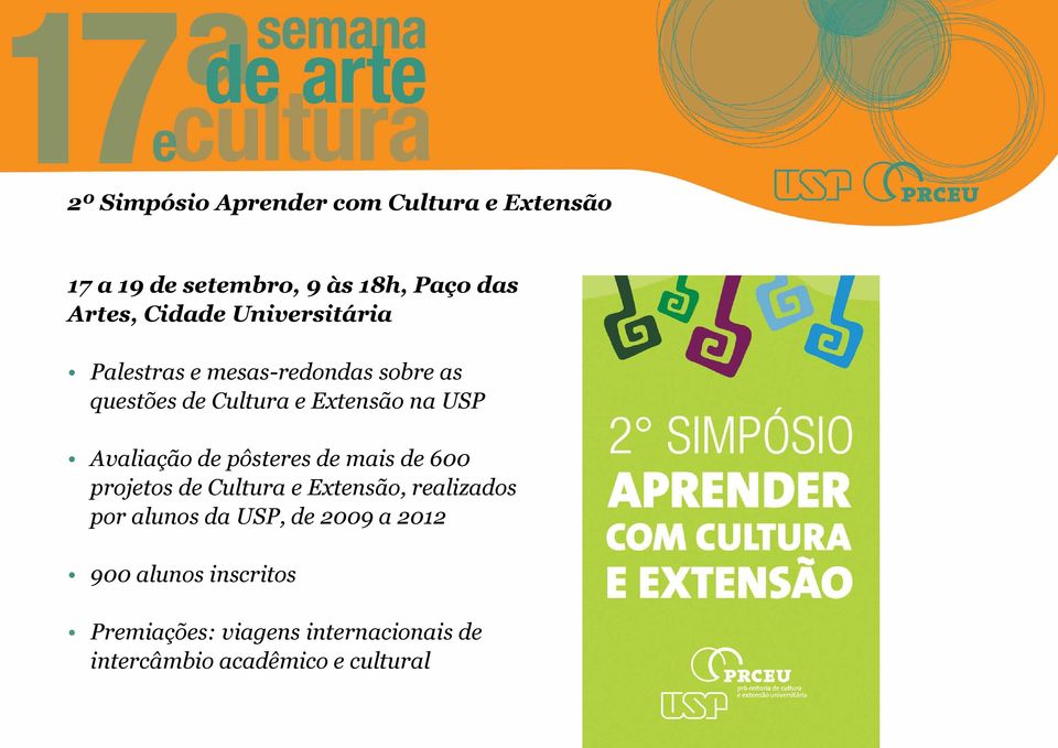 de pôsteres de mais de 600 projetos de Cultura e Extensão, realizados por alunos da USP, de 2009