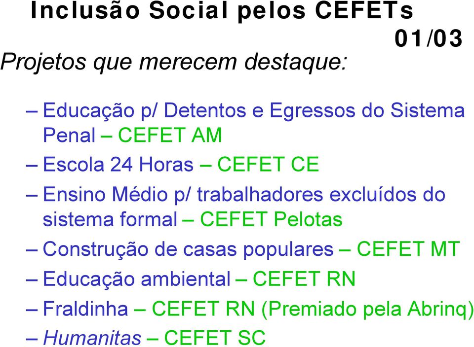 trabalhadores excluídos do sistema formal CEFET Pelotas Construção de casas populares