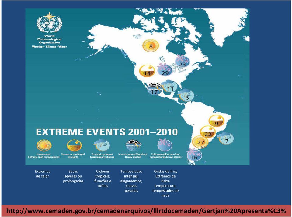 Extremos de Baixa temperatura; tempestades de neve http://www.cemaden.gov.