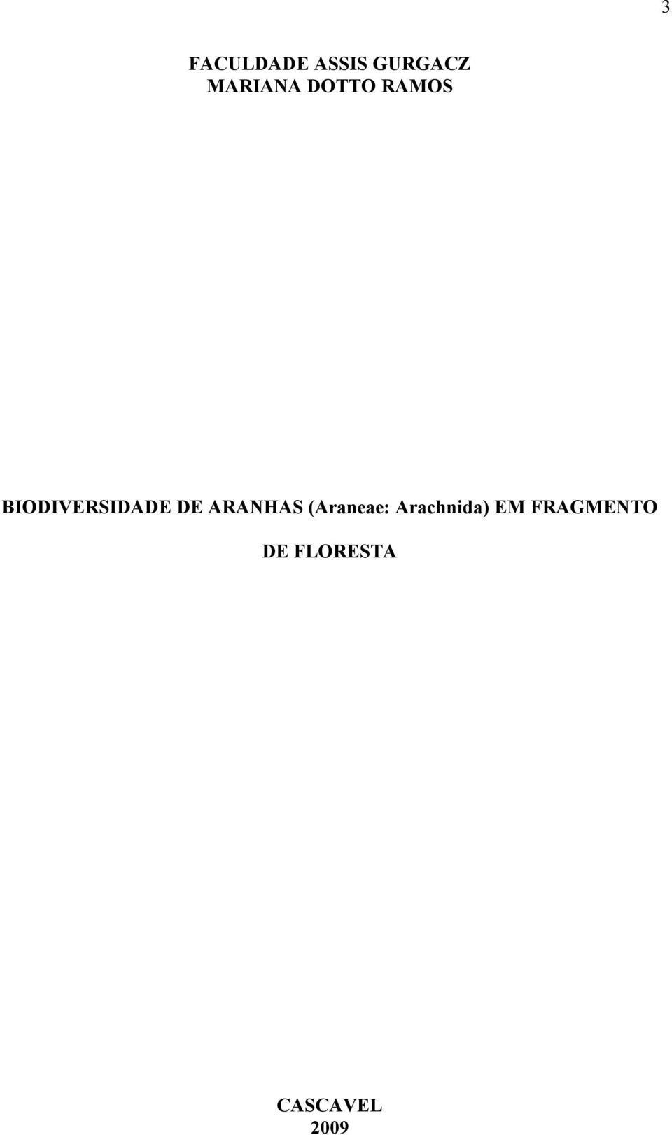 BIODIVERSIDADE DE ARANHAS