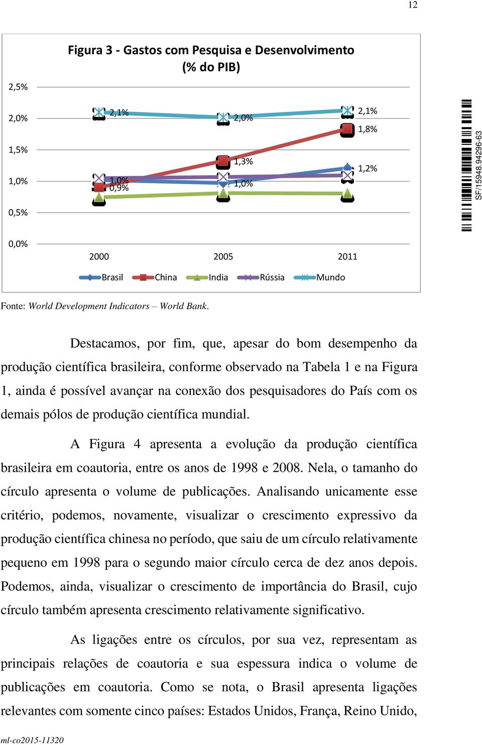 Destacamos, por fim, que, apesar do bom desempenho da produção científica brasileira, conforme observado na Tabela 1 e na Figura 1, ainda é possível avançar na conexão dos pesquisadores do País com