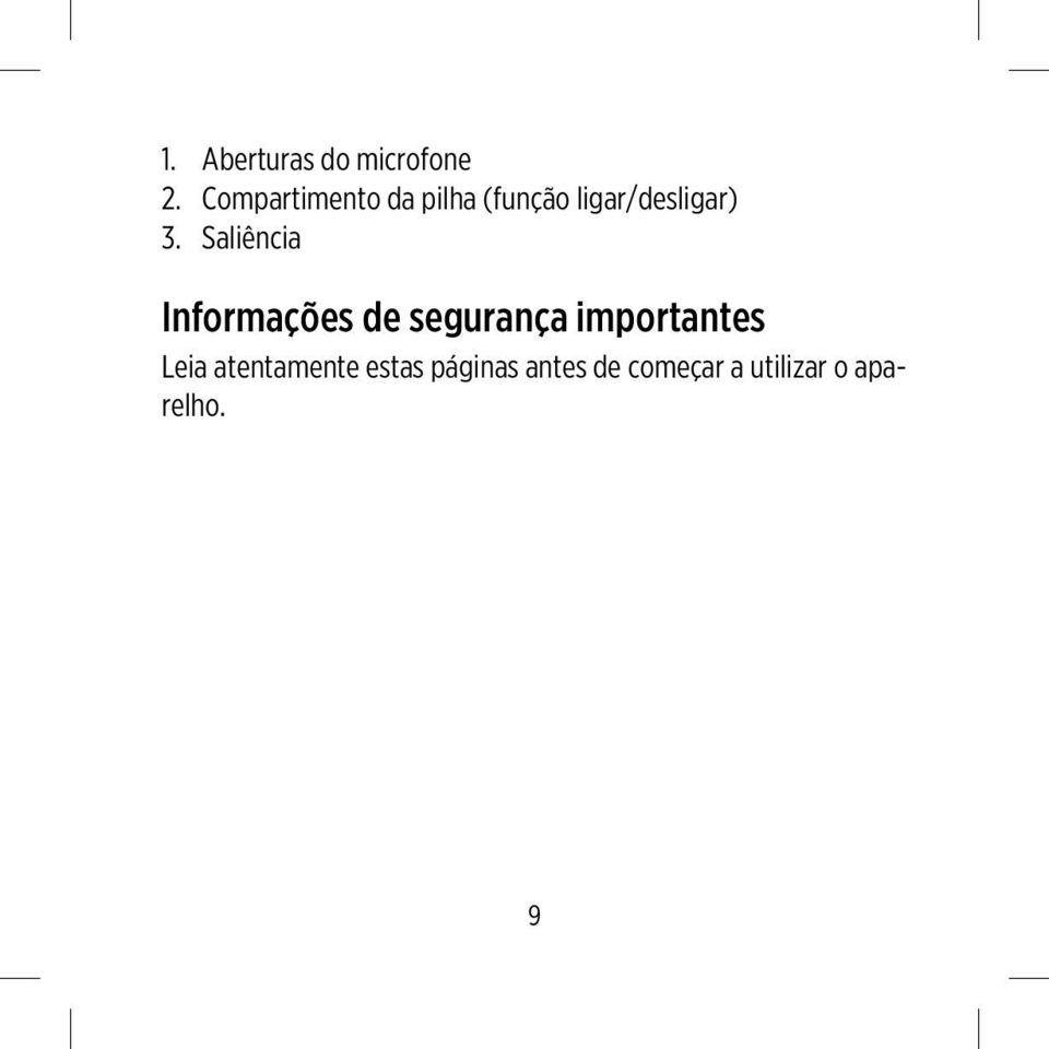 Saliência Informações de segurança importantes