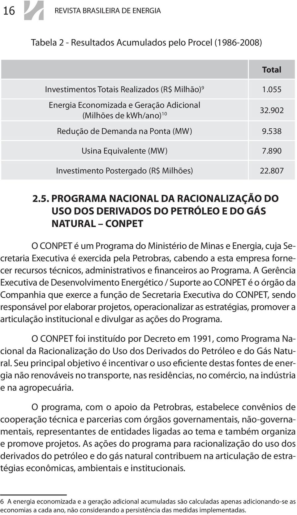 PROGRAMA NACIONAL DA RACIONALIZAÇÃO DO USO DOS DERIVADOS DO PETRÓLEO E DO GÁS NATURAL CONPET O CONPET é um Programa do Ministério de Minas e Energia, cuja Secretaria Executiva é exercida pela