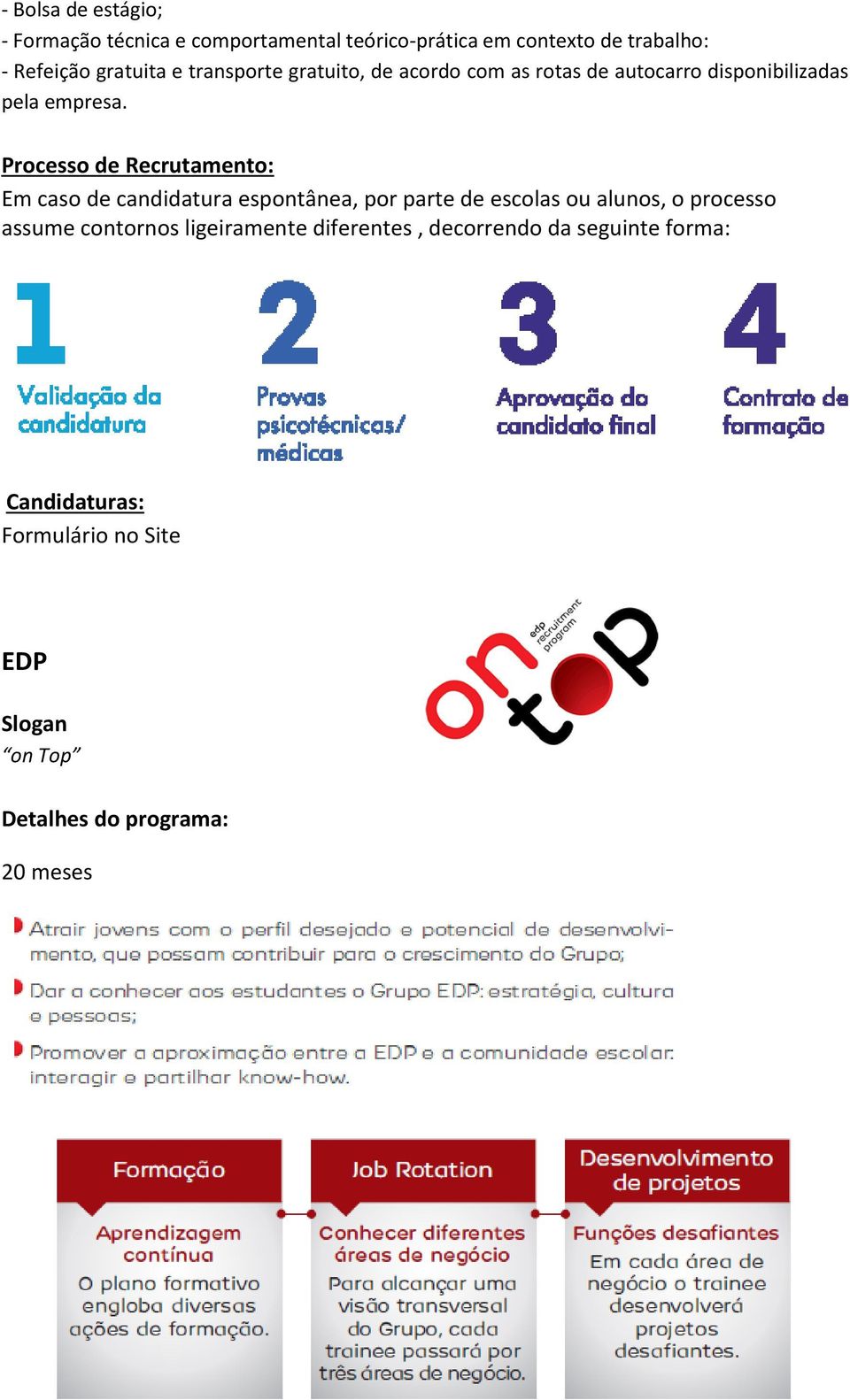 Processo de Recrutamento: Em caso de candidatura espontânea, por parte de escolas ou alunos, o processo assume