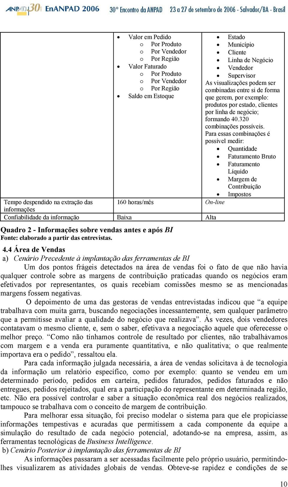 Estado Município Cliente Linha de Negócio Vendedor Supervisor As visualizações podem ser combinadas entre si de forma que gerem, por exemplo: produtos por estado, clientes por linha de negócio;