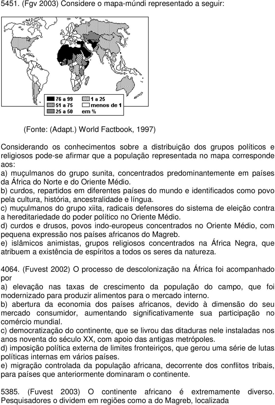 grupo sunita, concentrados predominantemente em países da África do Norte e do Oriente Médio.