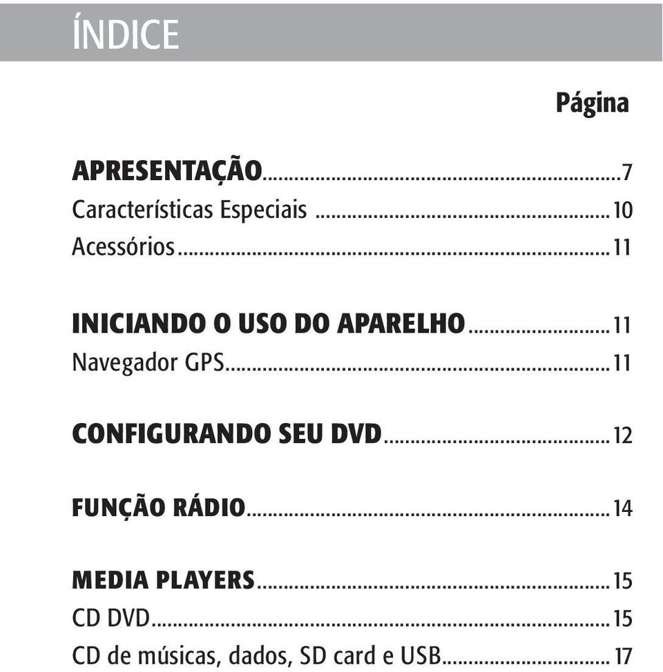 ..11 Navegador GPS...11 Configurando seu DVD...12 FUNÇÃO RÁDIO.